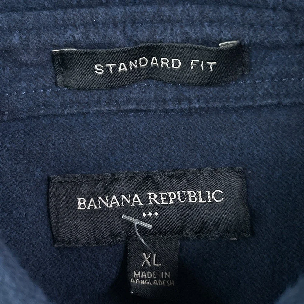 Banana Republic Shirt Mens XL Navy Blue Heavy Flannel Standard Redwood Utility